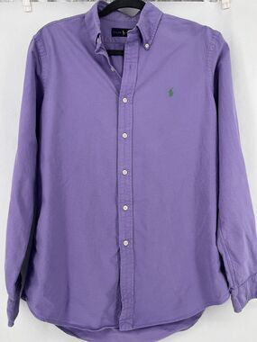 Ralph Lauren Men’s Long Sleeve Button Down Shirt Size Medium M Purple Solid
